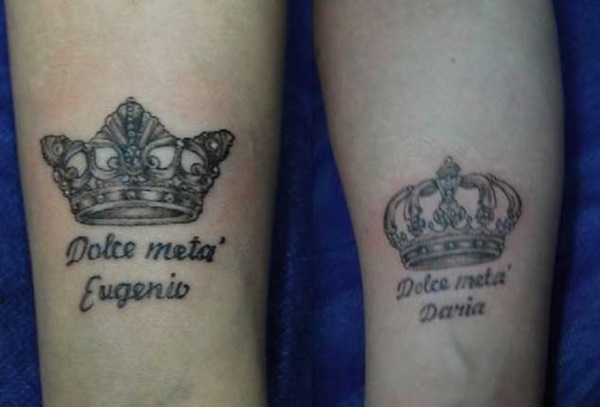 Cute king and queen tattoo for couples0091