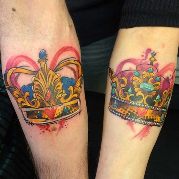 Cute king and queen tattoo for couples0271