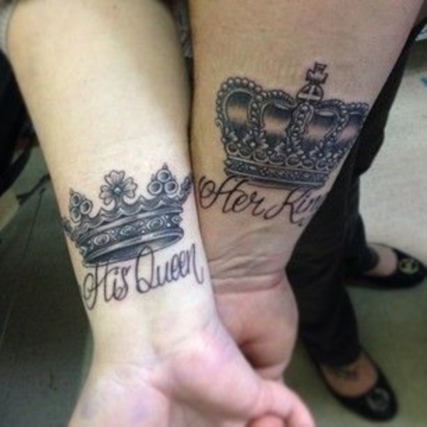Cute king and queen tattoo for couples0311