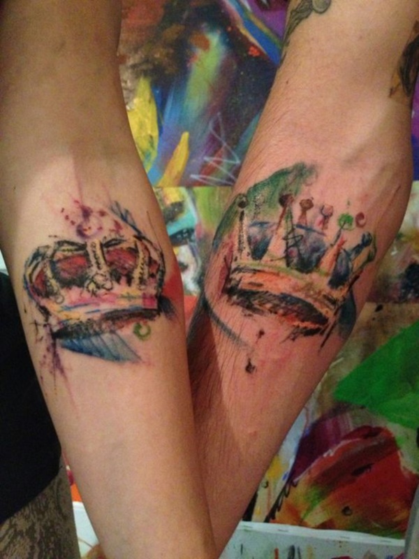 Cute king and queen tattoo for couples0431
