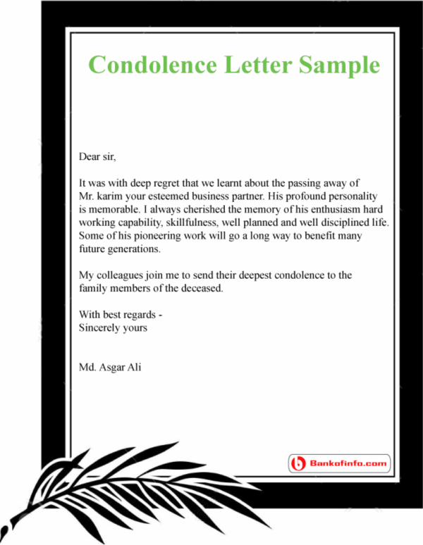 Closing Sentence For Condolence Letter