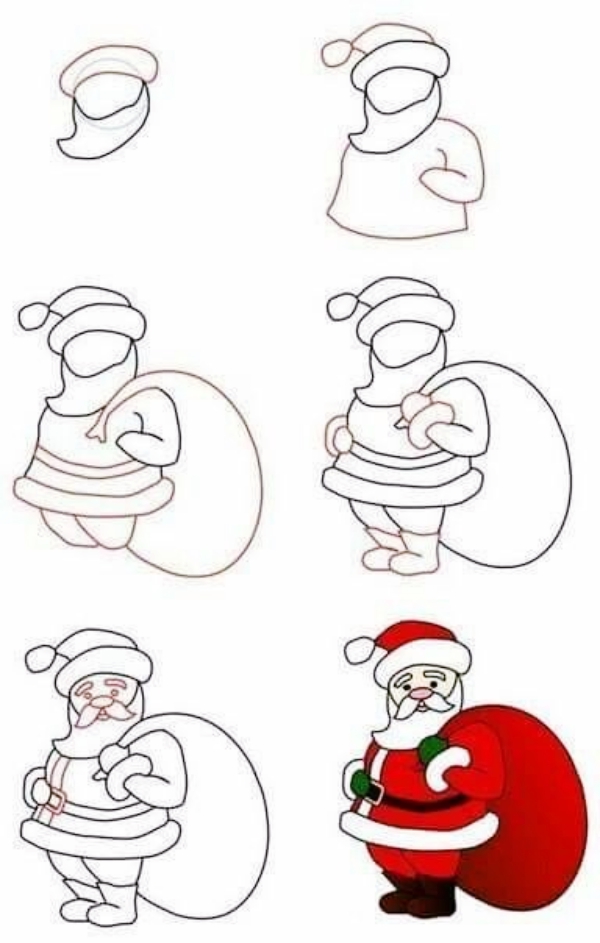 How to Draw a Cute Santa (12 Drawing Tutorials) OBSiGeN
