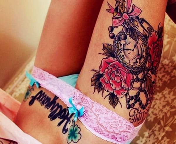 Thigh Tattoo Designs for Girls.