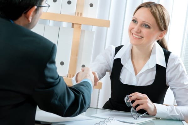 handshake while job interviewing