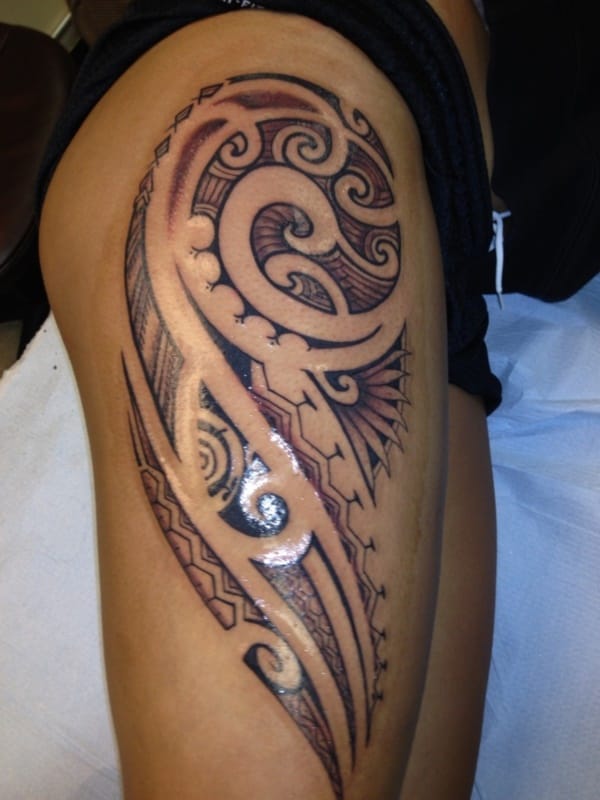 Inked this Polynesian tribal thigh band Samoa inspired This client sat  through her session with true TOA  Malo lava  A LOUD Chee   Instagram