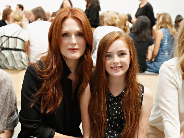 NEW YORK, NY - SEPTEMBER 11:  Actress Julianne Moore and her daughter Liv Helen Freundlich attend the Reed Krakoff fashion show during Mercedes-Benz Fashion Week Spring 2014 on September 11, 2013 in New York City.  (Photo by Cindy Ord/Getty Images)