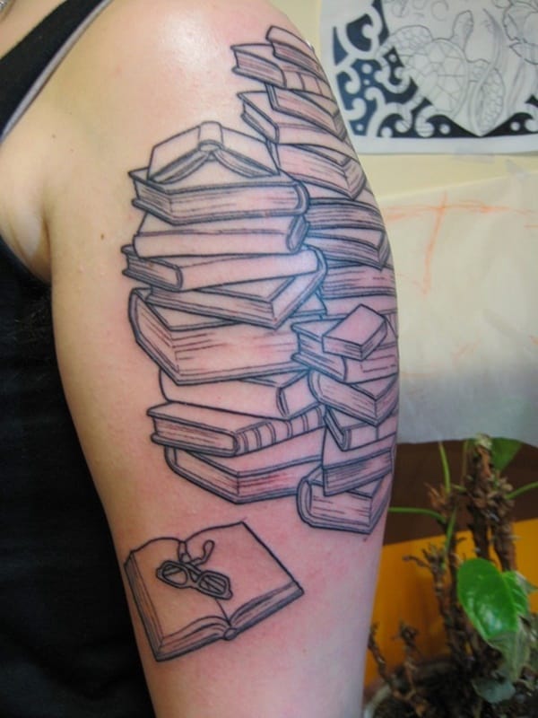 10 Best Stack of Books Tattoo IdeasCollected By Daily Hind News