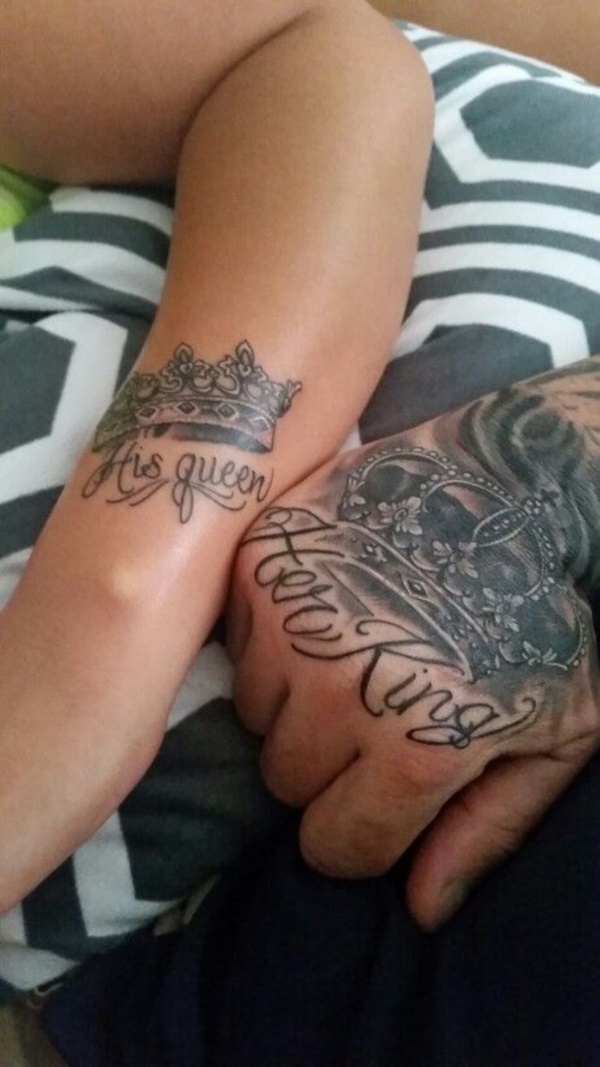 Cute king and queen tattoo for couples0061