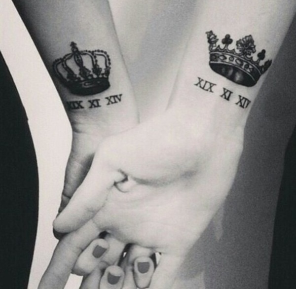 Cute king and queen tattoo for couples0181