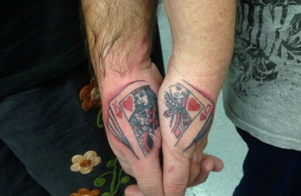 Cute king and queen tattoo for couples0231