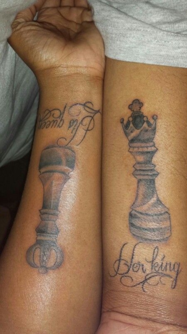 Cute king and queen tattoo for couples0241