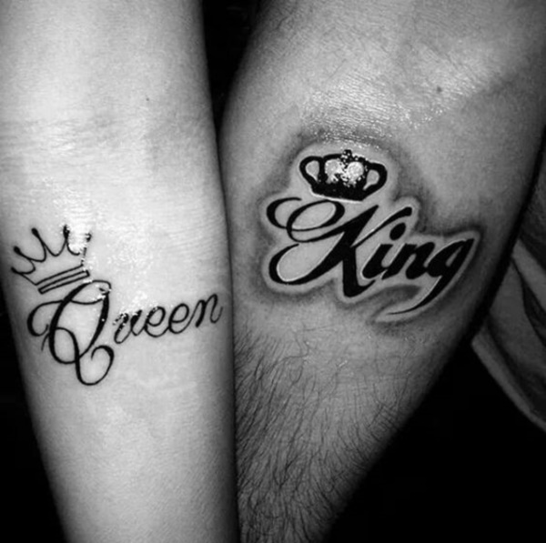 Cute king and queen tattoo for couples0251