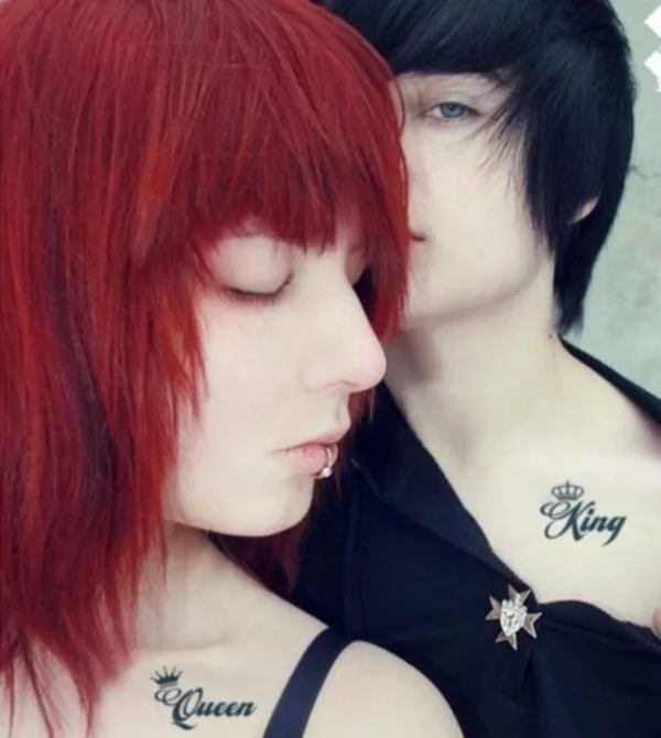 Cute king and queen tattoo for couples0261