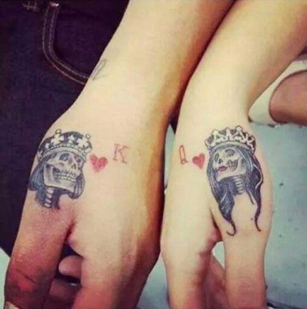 Cute king and queen tattoo for couples0361