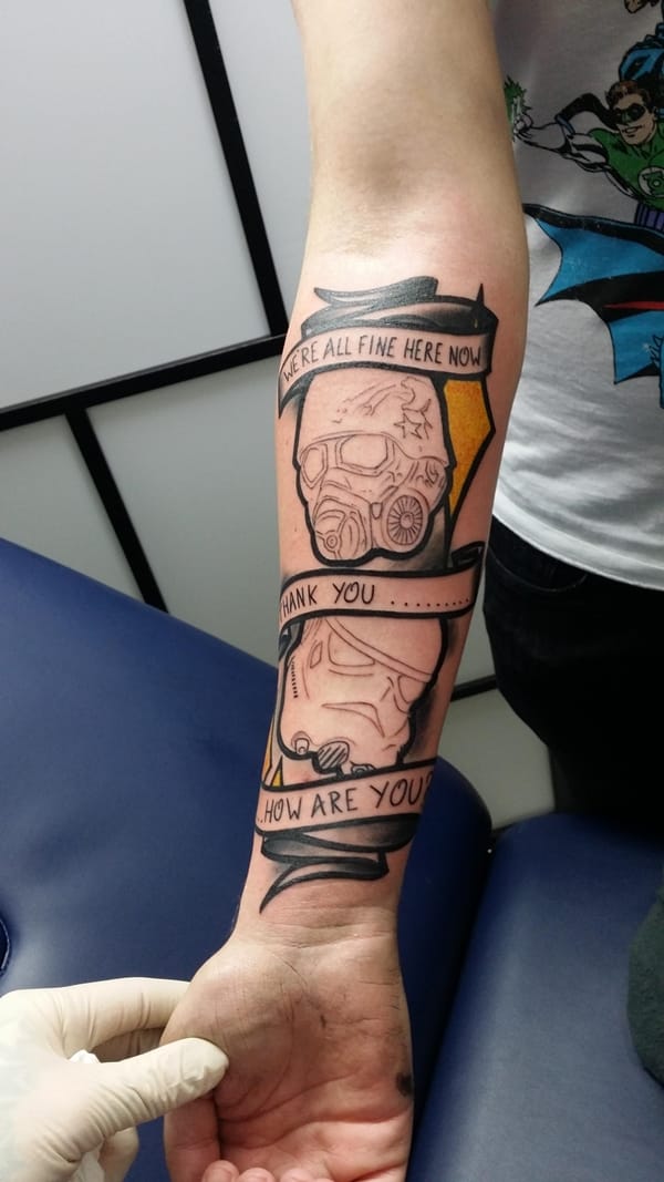 Tattoo uploaded by Robert Davies  Brotherhood of Steel Tattoo by  bigstevetattoos BrotherhoodOfSteel BrotherhoodOfSteelTattoo  FalloutTattoos FalloutTattoo Fallout4 Gaming BigSteveTattoos  Tattoodo