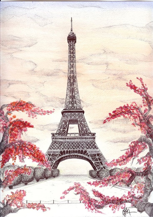 40 Most Beautiful and Detailed Eiffel Tower drawings