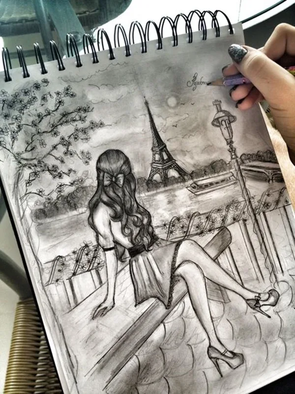 beautiful and detailed Eiffel Tower drawings - (14)