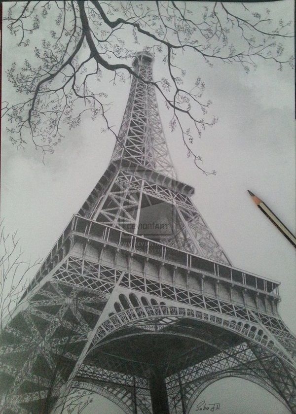 40 Most Beautiful and Detailed Eiffel Tower drawings