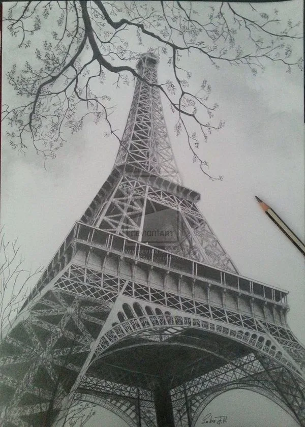beautiful and detailed Eiffel Tower drawings - (2)