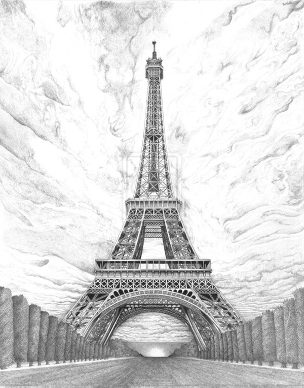 40 Most Beautiful and Detailed Eiffel Tower drawings