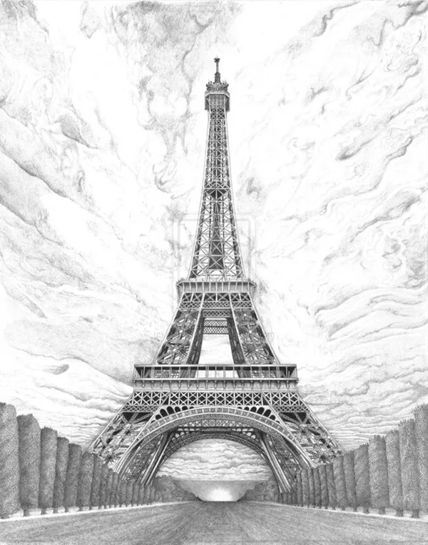 beautiful and detailed Eiffel Tower drawings - (22)