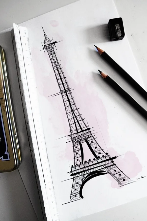 beautiful and detailed Eiffel Tower drawings - (26)