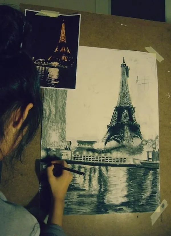 beautiful and detailed Eiffel Tower drawings - (28)