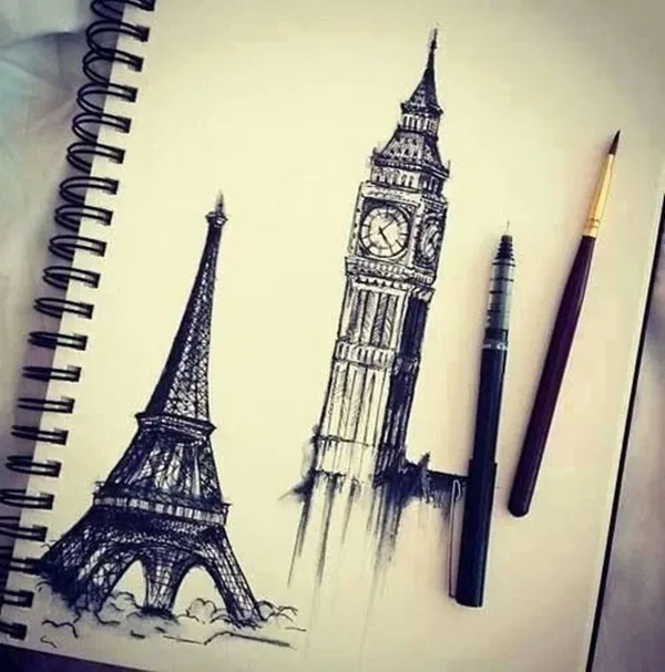 beautiful and detailed Eiffel Tower drawings - (3)