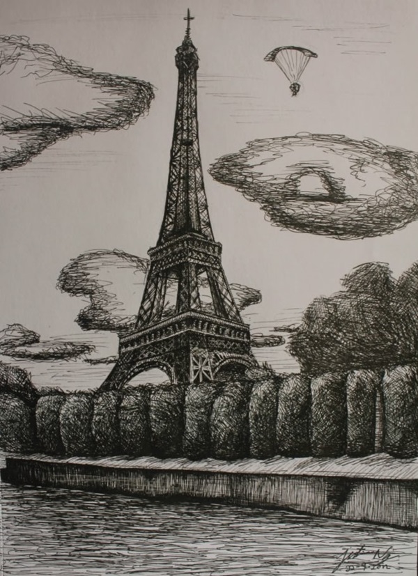 40 Most Beautiful And Detailed Eiffel Tower Drawings