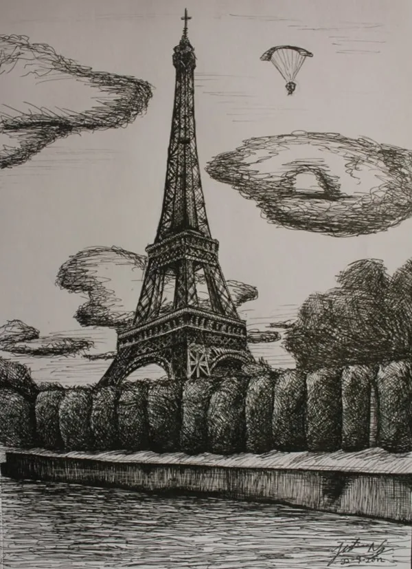 beautiful and detailed Eiffel Tower drawings - (30)