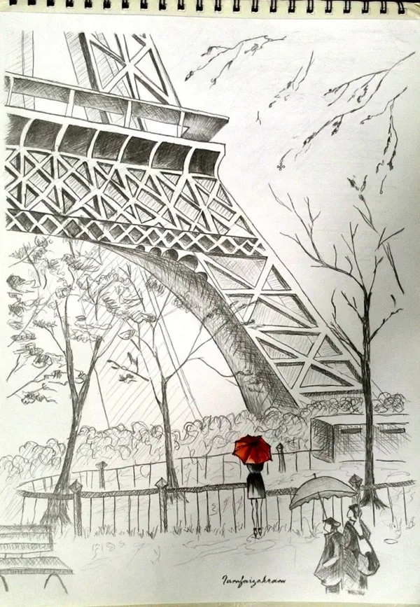 beautiful and detailed Eiffel Tower drawings - (32)