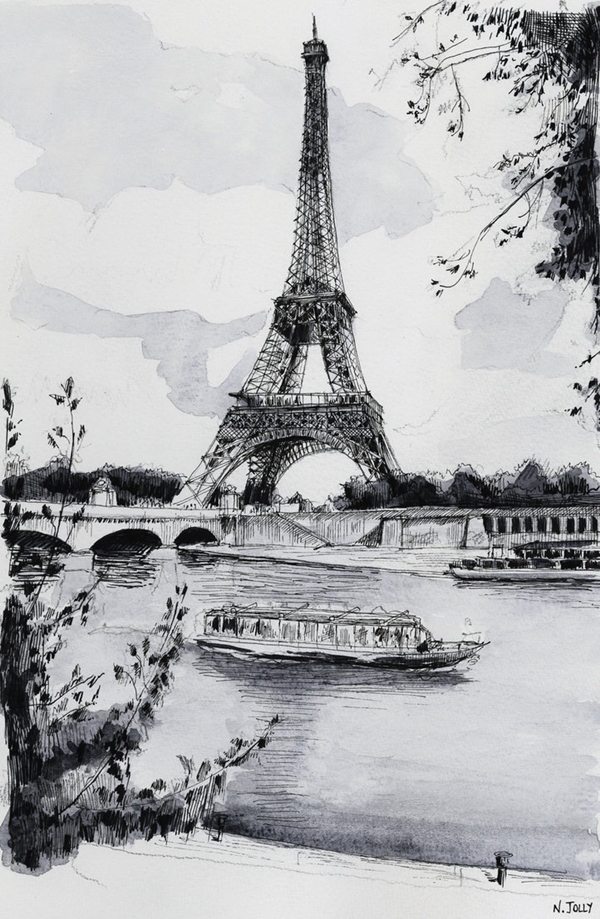 40 Most Beautiful and Detailed Eiffel Tower drawings