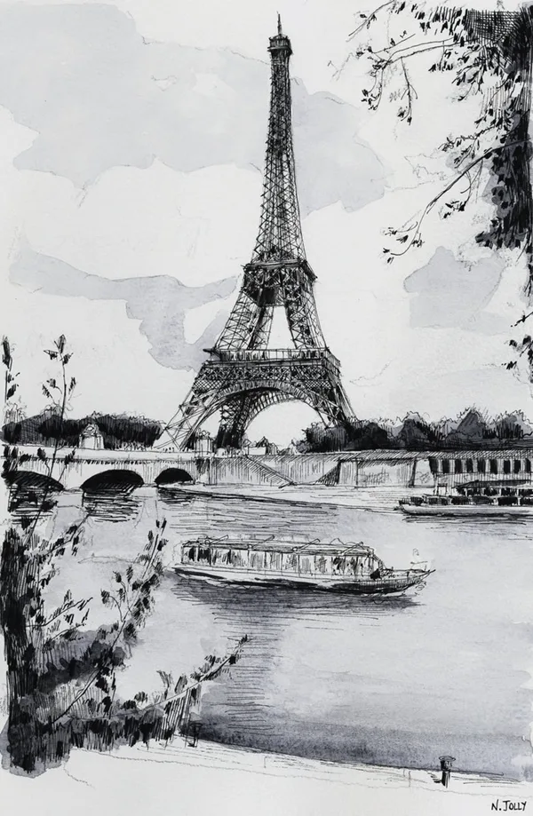 beautiful and detailed Eiffel Tower drawings - (38)
