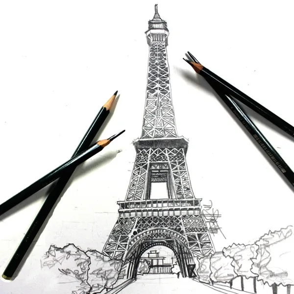 beautiful and detailed Eiffel Tower drawings - (4)
