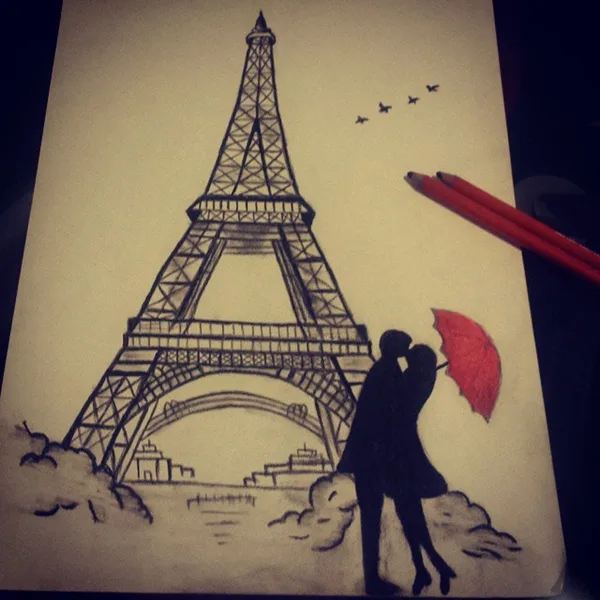 beautiful and detailed Eiffel Tower drawings - (5)