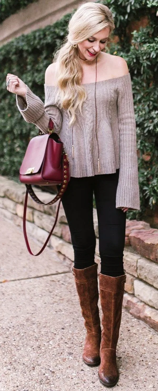 Sexy-Off-Shoulder-Winter-OutfitsSexy-Off-Shoulder-Winter-Outfits