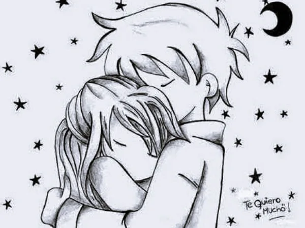 Romantic Couple Hugging Drawings and Sketches