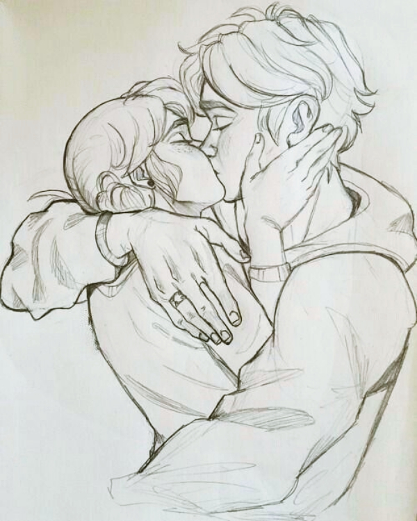 Romantic Couple Hugging Drawings and Sketches