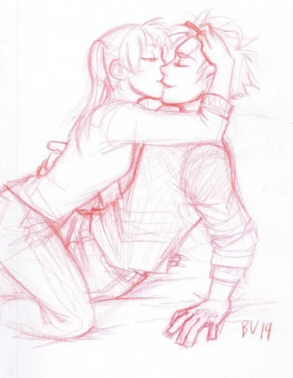 Romantic Couple Hugging Drawings and Sketches