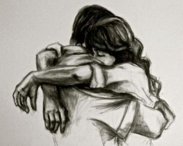 40 Romantic Couple Hugging Drawings and Sketches
